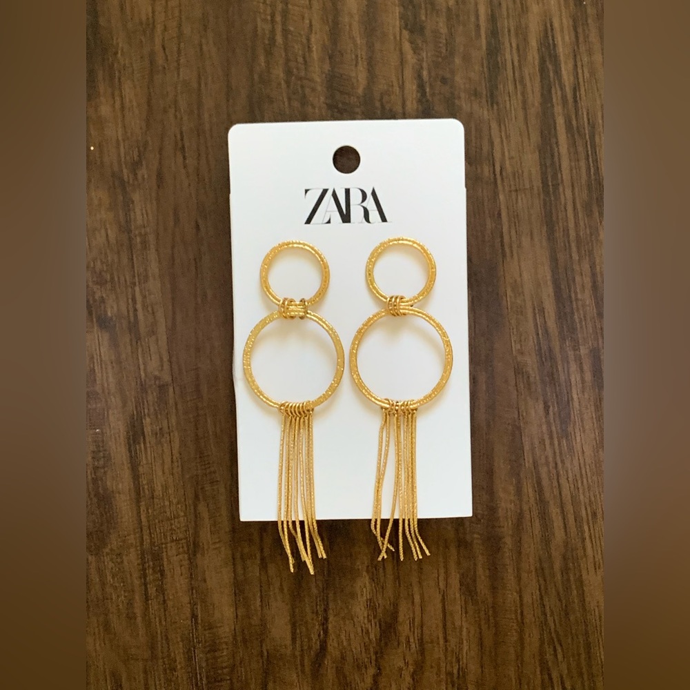 ZARA double rings drop earrings